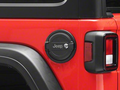 Jeep Licensed by RedRock Locking Aluminum Fuel Filler Door Cover (18-25 Jeep Wrangler JL)