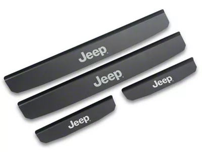 Jeep Licensed by RedRock Old Glory Door Entry Guards; Black (18-25 Jeep Wrangler JL 4-Door)