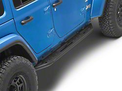 Jeep Licensed by RedRock Side Armor with Step Pads; Textured Black (18-25 Jeep Wrangler JL 4-Door)