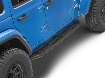 Jeep Licensed by RedRock Side Armor with Step Pads; Textured Black (18-25 Jeep Wrangler JL 4-Door)