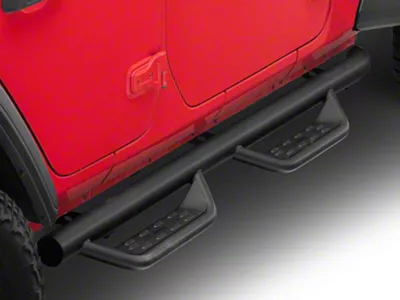 Jeep Licensed by RedRock Tubular Drop Side Step Bars; Fine Textured Black (18-25 Jeep Wrangler JL 4-Door)