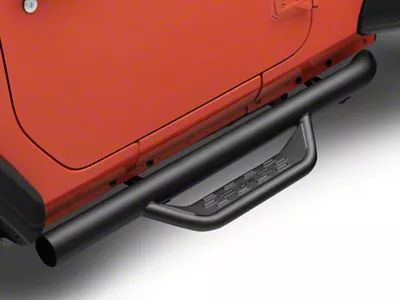 Jeep Licensed by RedRock Tubular Drop Side Step Bars; Fine Textured Black (18-25 Jeep Wrangler JL 2-Door)