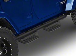 Jeep Licensed by RedRock Tubular Drop Steps with Jeep Logo; Textured Black (07-18 Jeep Wrangler JK 4-Door)