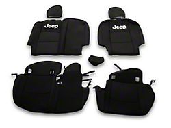 Jeep Licensed by TruShield Custom Fit Neoprene Rear Seat Covers with Jeep Logo; Black (20-26 Jeep Gladiator JT)