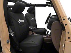 Jeep Licensed by TruShield Custom Fit Neoprene Front Seat Covers with Jeep Logo; Black (13-18 Jeep Wrangler JK 4-Door)