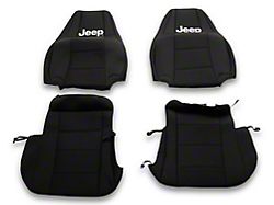 Jeep Licensed by TruShield Custom Fit Neoprene Front Seat Covers with Jeep Logo; Black (91-95 Jeep Wrangler YJ)