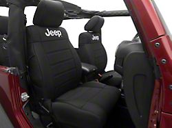 Jeep Licensed by TruShield Custom Fit Neoprene Front Seat Covers with Jeep Logo; Black (11-12 Jeep Wrangler JK 2-Door)