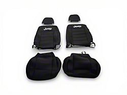Jeep Licensed by TruShield Custom Fit Neoprene Front Seat Covers with Jeep Logo; Black (11-12 Jeep Wrangler JK 4-Door)