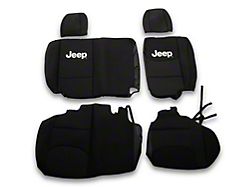 Jeep Licensed by TruShield Custom Fit Neoprene Rear Seat Covers with Jeep Logo; Black (13-18 Jeep Wrangler JK 4-Door)