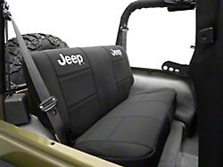 Jeep Licensed by TruShield Custom Fit Neoprene Rear Seat Covers with Jeep Logo; Black (97-02 Jeep Wrangler TJ)