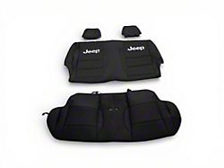 Jeep Licensed by TruShield Custom Fit Neoprene Rear Seat Covers with Jeep Logo; Black (07-10 Jeep Wrangler JK 2-Door)