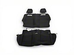Jeep Licensed by TruShield Custom Fit Neoprene Rear Seat Covers with Jeep Logo; Black (13-18 Jeep Wrangler JK 2-Door)
