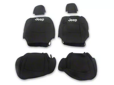 Jeep Licensed by TruShield Neoprene Front and Rear Seat Covers; Black (18-25 Jeep Wrangler JL 2-Door)