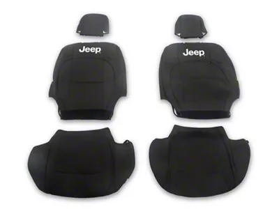 Jeep Licensed by TruShield Neoprene Front and Rear Seat Covers; Black (18-25 Jeep Wrangler JL 4-Door, Excluding 4xe)