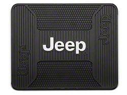 Elite Rear Utility Floor Mat with Jeep Logo; Black (66-25 Jeep CJ5, CJ7, Wrangler YJ, TJ, JK & JL, Excluding 4xe)
