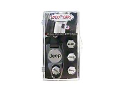 Valve Stem Caps with Jeep Logo; Black and Gold (Universal; Some Adaptation May Be Required)
