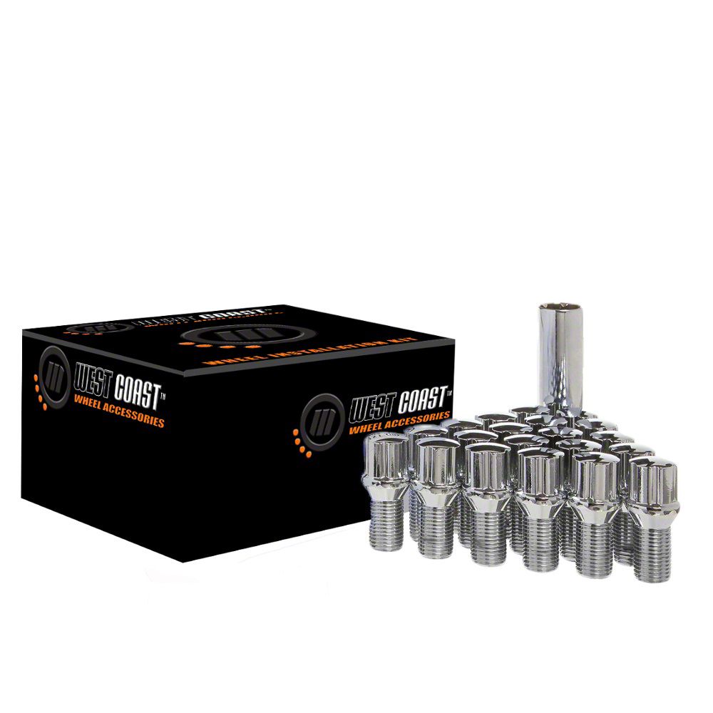 thumbnail interactive-video image 1 of 20pc Xlugs.com Chrome Conical Seat Wheel Lug Bolts – 12x1.25, 28mm Shank, Tuner Style, Lock Set 1 of 6