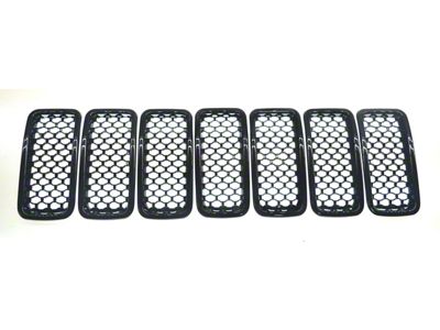 Chrome Delete Grille Overlay; Gloss Black (19-23 Jeep Renegade BU)