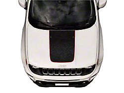Hood Graphic with Washer Nozzle Cutouts; Matte Black with White Outline (15-23 Jeep Renegade BU)