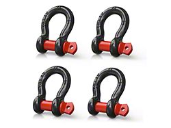 1/2-Inch D-Ring Shackles; 4-Pack