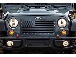 1-Piece Steel Grille; American Flag Solid (07-18 Jeep Wrangler JK)