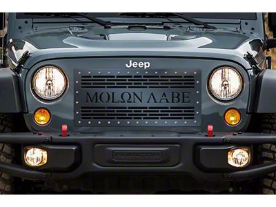 1-Piece Steel Grille; Molon Labe (07-18 Jeep Wrangler JK)