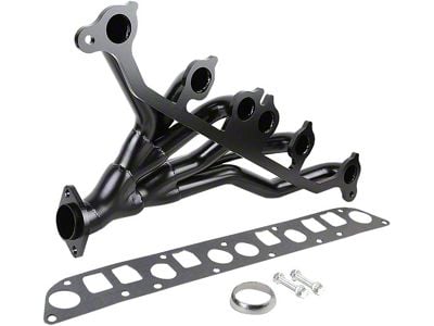 1.50-Inch Shorty Header; Black (91-99 4.0L Jeep Wrangler YJ & TJ)