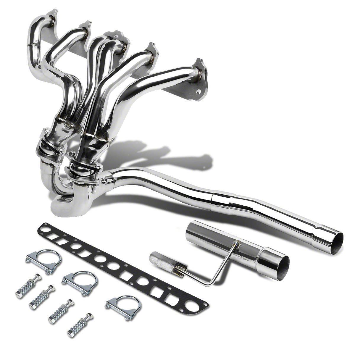 Jeep Wrangler 1.50-Inch Shorty Header with Y-Pipe; Polished (91-99 4.0L ...