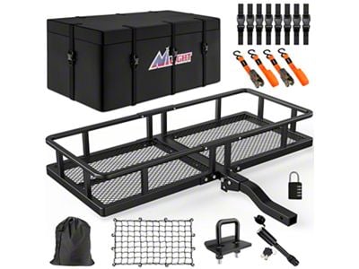 2-Inch Receiver Hitch Mounted Cargo Carrier Kit with 5/8-inch Locking Pin; 60-Inch x 20-Inch