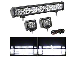 20-Inch LED Light Bar and 4-Inch LED Light Pod Combo Kit; Spot/Flood Combo Beam (Universal; Some Adaptation May Be Required)