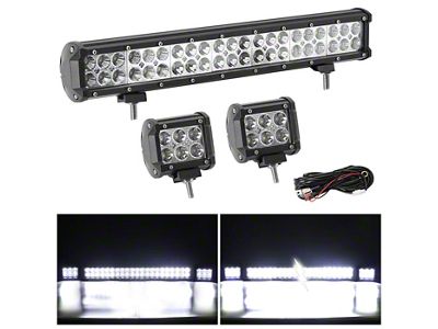 20-Inch LED Light Bar and 4-Inch LED Light Pod Combo Kit; Spot/Flood Combo Beam (Universal; Some Adaptation May Be Required)