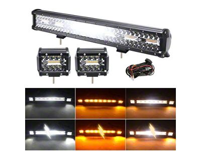 20-Inch LED Light Bar and 4-Inch LED Light Pod Combo Kit; Amber/White; Spot/Flood Combo Beam (Universal; Some Adaptation May Be Required)