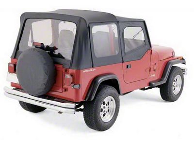 27 to 29-Inch Spare Tire Cover; Black Denim (66-18 Jeep CJ5, CJ7, Wrangler YJ, TJ & JK)