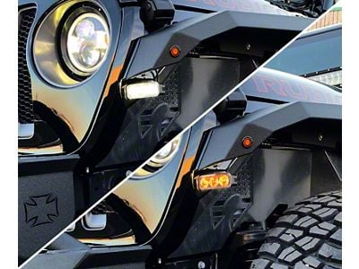 Quake LED Tempest 3-Inch DRL Fender Lights with Switchback Turn Signal (18-25 Jeep Wrangler JL)