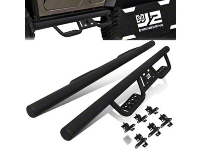 3-Inch Round Drop Side Step Bars; Textured Black (07-18 Jeep Wrangler JK 4-Door)