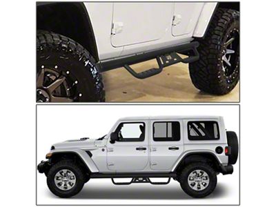 3-Inch Round Drop Side Step Bars; Textured Black (18-25 Jeep Wrangler JL 4-Door)