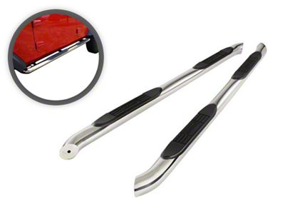 3-Inch Round Side Step Bars; Stainless Steel (07-18 Jeep Wrangler JK 4-Door)