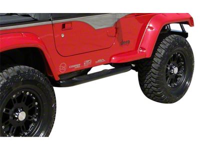 3-Inch Tubular Side Step Bars; Gloss Black (87-06 Jeep Wrangler YJ & TJ, Excluding Unlimited)
