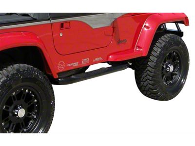 3-Inch Tubular Side Step Bars; Textured Black (87-06 Jeep Wrangler YJ & TJ, Excluding Unlimited)