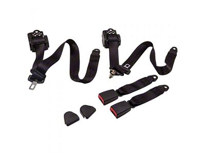 3-Point Retractable Seat Belts; Black (82-95 Jeep CJ7 & Wrangler YJ)