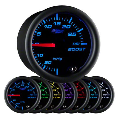 Jeep Wrangler 30 PSI Boost/Vacuum Gauge; Black 7 Color (Universal; Some
