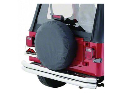 30 to 32-Inch Spare Tire Cover; Black Denim (66-18 Jeep CJ5, CJ7, Wrangler YJ, TJ & JK)