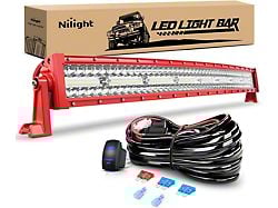 33-Inch Triple Row LED Light Bar with Red Shell; Flood/Spot Combo (Universal; Some Adaptation May Be Required)