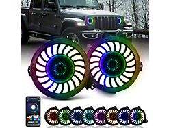 3D Lens Halo LED Headlights; Black Housing; Clear Lens (18-26 Jeep Wrangler JL;)