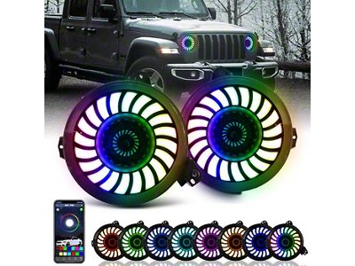3D Lens Halo LED Headlights; Black Housing; Clear Lens (18-26 Jeep Wrangler JL;)
