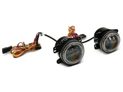 Quake LED Tempest 4-Inch Fog Lights with White DRL Halo and Amber Turn Signal (18-25 Jeep Wrangler JL)