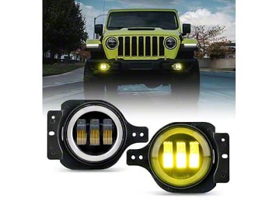 4-Inch III Series Halo LED Fog Lights; Yellow (18-25 Jeep Wrangler JL)