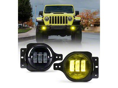 4-Inch III Series LED Fog Lights; Yellow (18-25 Jeep Wrangler JL)