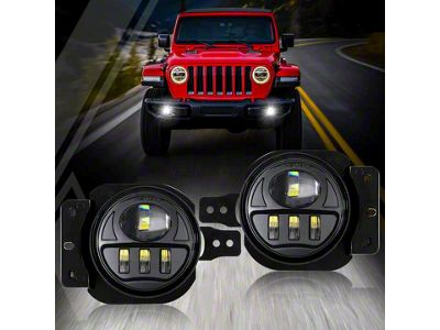 4-Inch LED Fog Lights with Adapter Ring (18-25 Jeep Wrangler JL)
