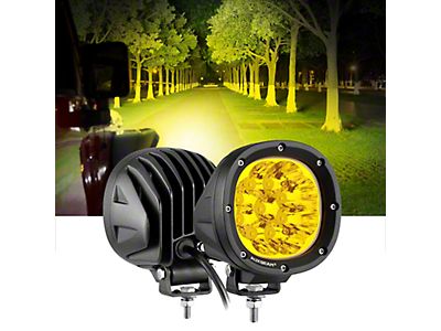 Jeep Wrangler 4-Inch Round 90W Yellow LED Pod Lights; Spot Beam (Universal; Some Adaptation May Be Required) - Free Shipping Jeep Wrangler 4-Inch Round 90W Yellow LED Pod Lights; Spot Beam (Universal; Some Adaptation May Be Required) - Free Shipping